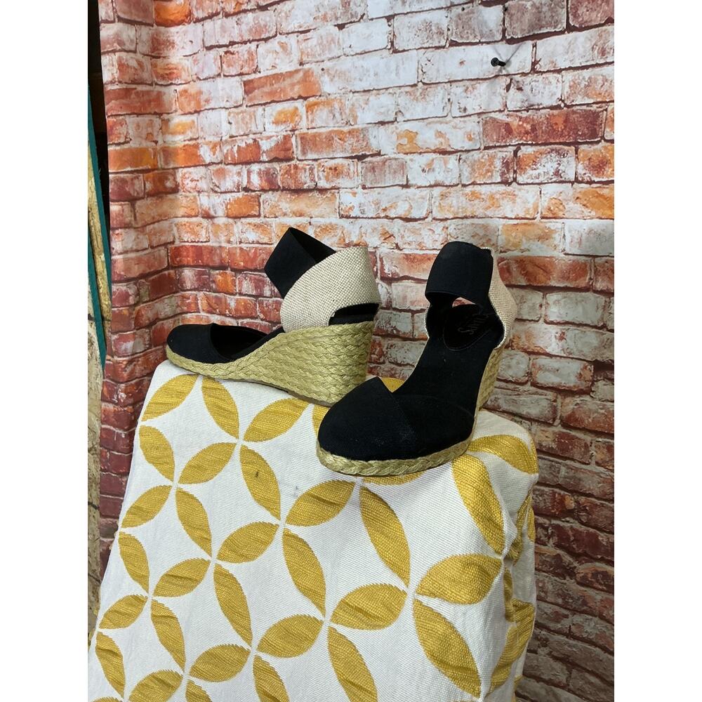 Chaps Chelsi Women's 8B Black Espadrille Wedge Sandals Elastic NIB - Picture 4 of 8